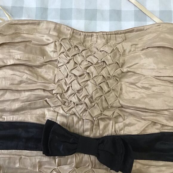 BCBGMAXAZRIA Strapless Dress Size 10 Gold Jewels Ribbon Cocktail Dress special - Picture 6 of 14